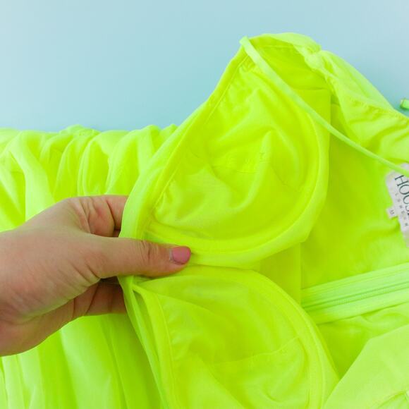 House of CB London Ella Neon Green Ruched Bodycon Mini Dress Size Medium - Picture 4 of 9